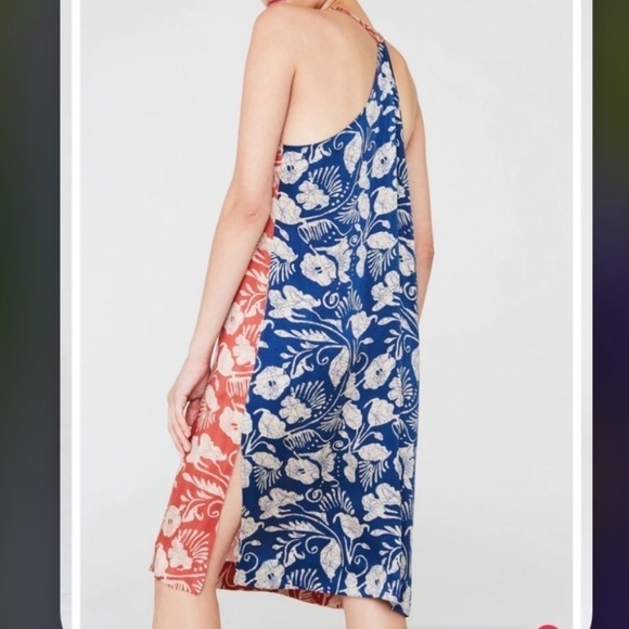 BCBGMAXAZRIA La Boheme Red/ Blue Laguna Deco Floral 100% Silk Slip Dress NWT - Picture 7 of 8